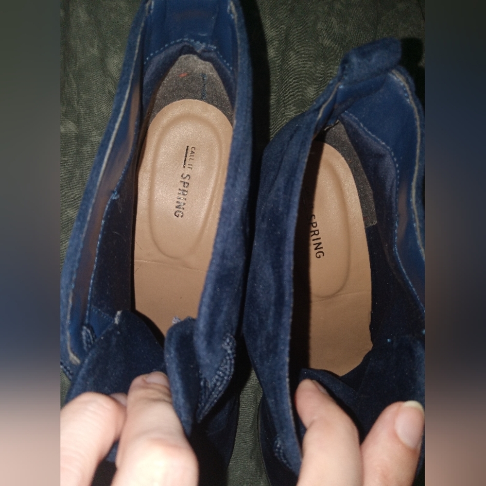 New Call It Spring Dark Blue Velvet Lace Up Booties Womens Size 11 - Picture 7 of 7